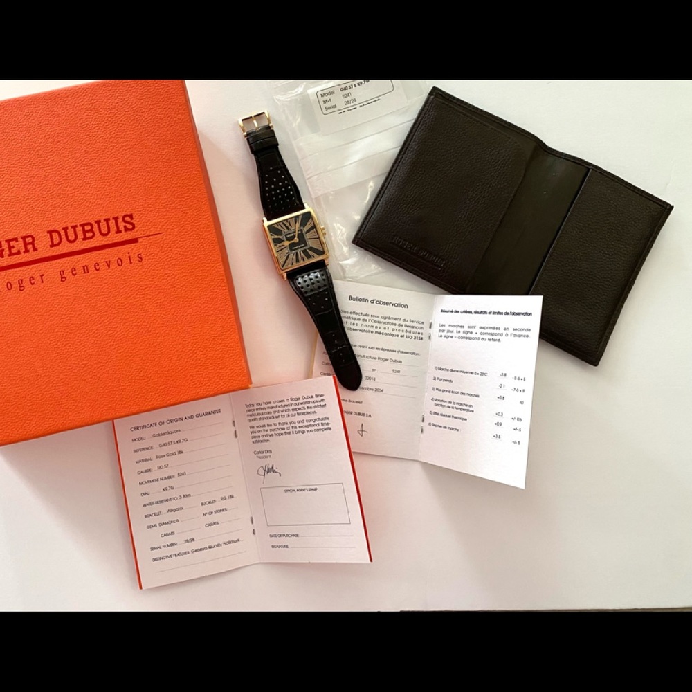 Rare! Roger Dubuis rose gold limited edition of 28, Golden Square wristwatch.